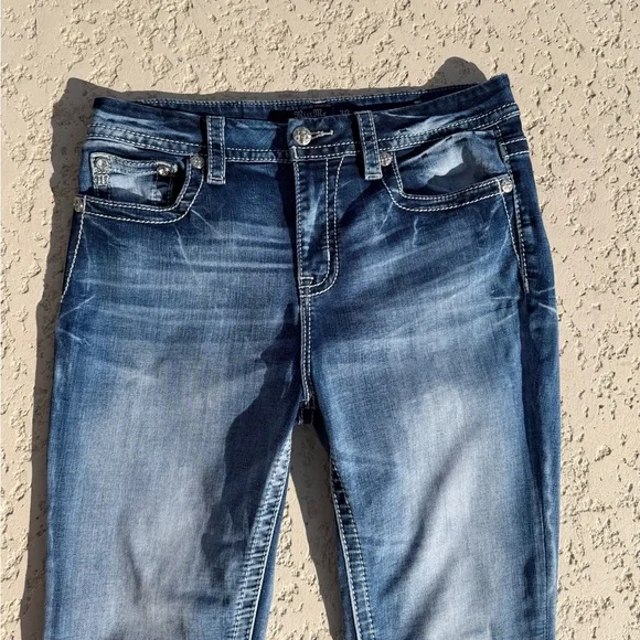 Miss Me Jeans Size 30 Ankle Skinny Rhinestones Angel Wing Sequins Distressed - Picture 9 of 11